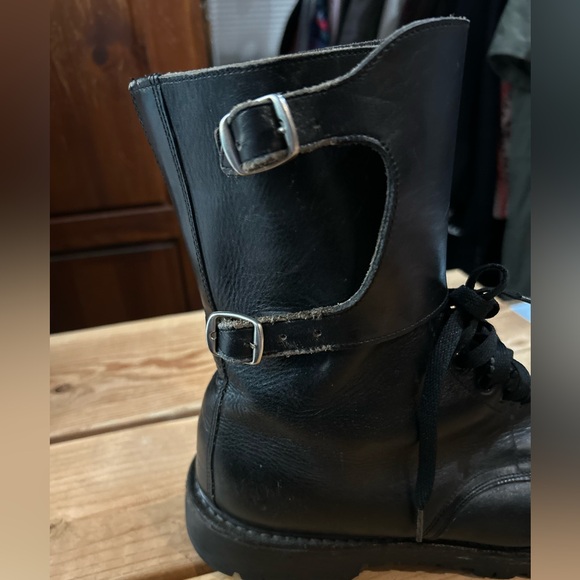 Vintage SOLDINI Leather Military Combat Boots Lug Sole Black 43 US 10 - Picture 10 of 16